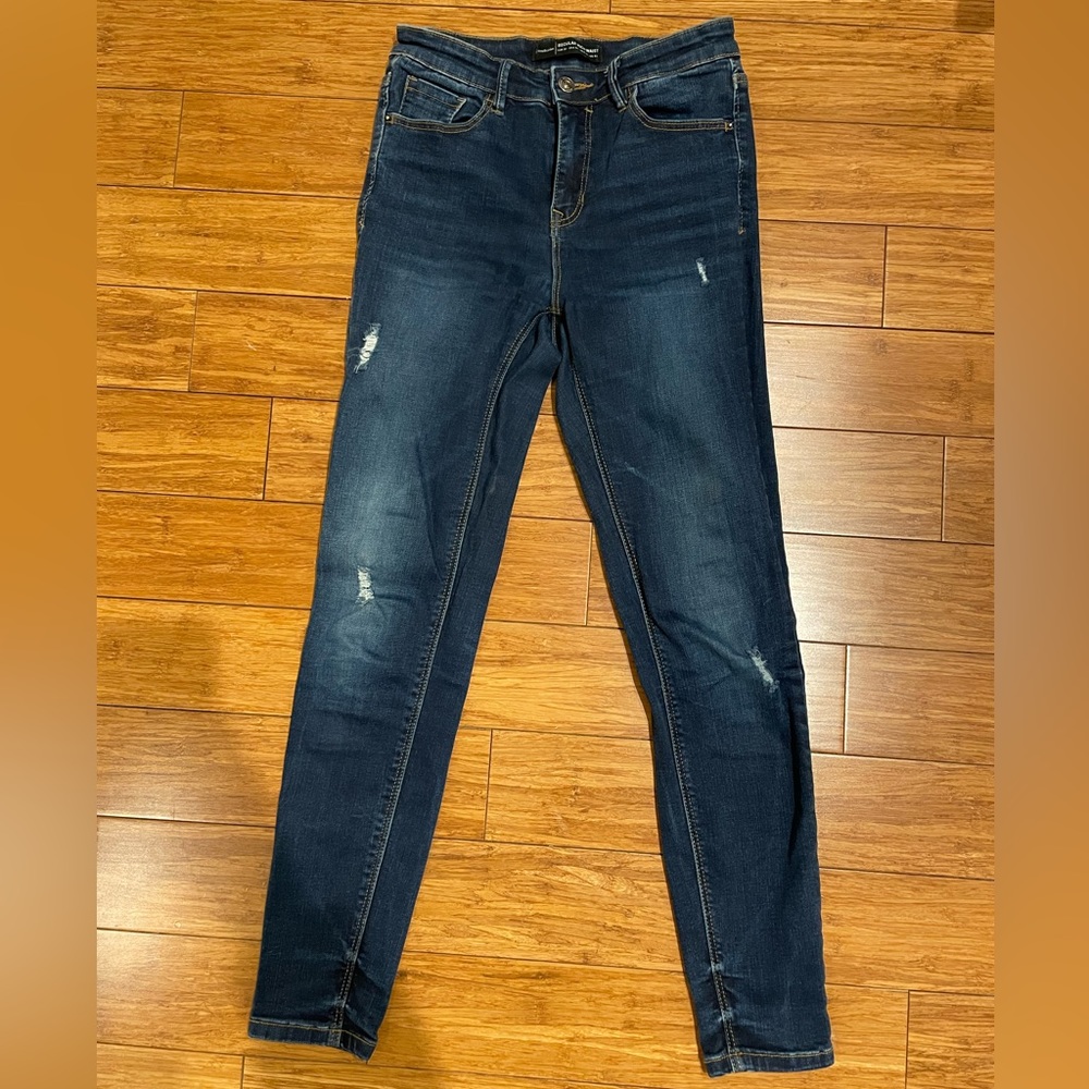 High Waist Skinny Jeans in Dark Blue - Size 36